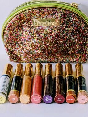 Sparkle And Shine LipSense 7 Colours + 1 Gloss Rainbow Glitter Bag